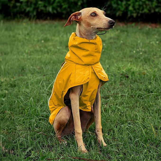 Tuff Pupper Waterproof Dog Raincoat | Full-Body Windproof Rain Jacket for Dogs | Reflective Strips | Breathable Mesh Lining | Adjustable Fit | Leash Port | Small Medium Large XL XXL Dogs (Yellow, XXS)