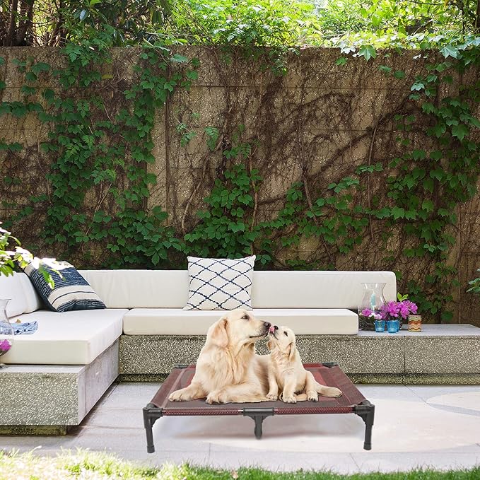 suddus Elevated Dog Bed Waterproof Outdoor, Portable Raised Dog Beds, Dog cots Off The Floor, Dog Beds Easy Clean Indoor or Outdoor Use, Medium, Red