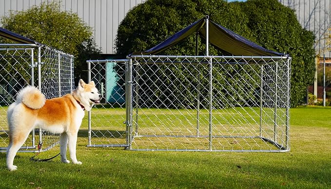 Outdoor Dog Enclosure Heavy Duty Dog Kennel House Mesh Dog Big Cage Pet Kennel Steel Fence with Secure Lock