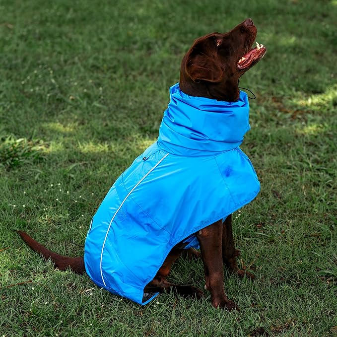 Tuff Pupper Waterproof Dog Raincoat | Full-Body Windproof Rain Jacket for Dogs | Reflective Strips | Breathable Mesh Lining | Adjustable Fit | Leash Port | Small Medium Large XL XXL Dogs (Blue, XXL)