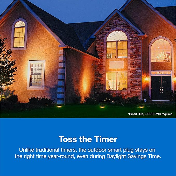 Lutron Smart Outdoor Plug for Caseta Smart Lighting, for Summer, Patio, Backyard, and Outdoor Lights, & Motors, 15A LED Fixtures & 1/2 HP Motors, PD-15OUT-BL-2, 2 Pack, Black