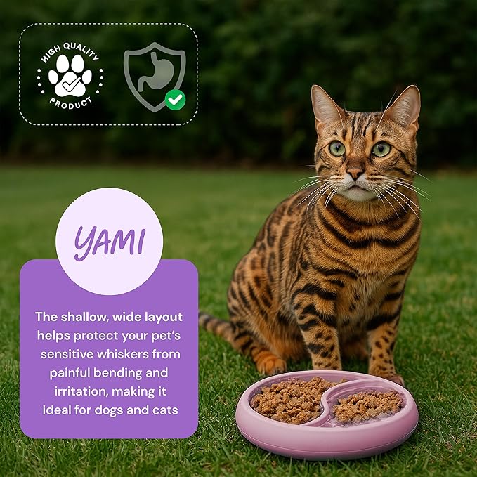 YAMI Bowl Lick Mat for Dogs & Cats, Slow Feeder Bowls, Cat Slow Feeder, Dog Enrichment Toys with Suction Cup for Anxiety Relief, Food-Grade Silicone, Dishwasher Fit, for All Breed (Light Pink)