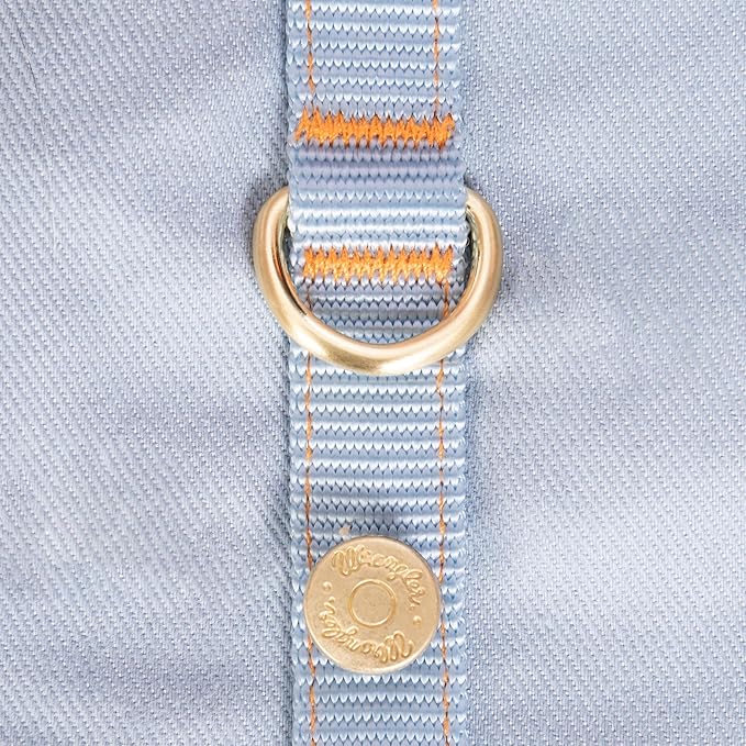 Wrangler Rope Denim Dog Vest Harness – Breathable Dog Vest with Mesh Lining - Machine Washable Dog Winter Jacket for Easy Cleaning, Layer Over Dog Sweater (Light Wash, XL)