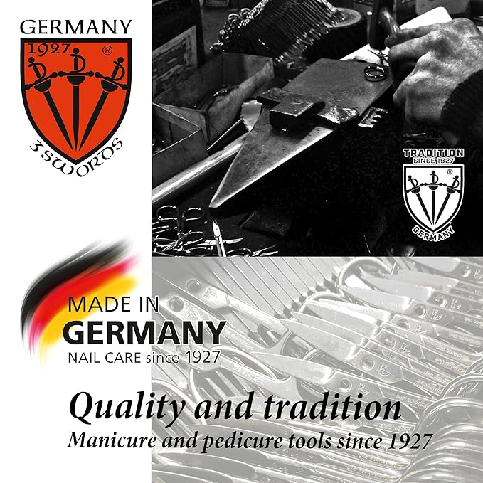 3 Swords Germany - brand quality 6 piece manicure pedicure grooming kit set fashion leather case mint, Made in Germany