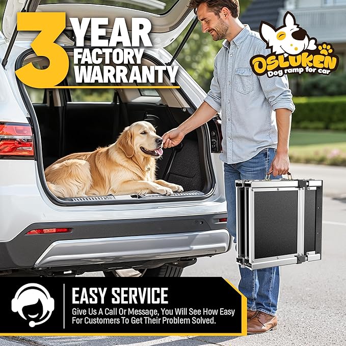 ππππ ππ©π π«ππππ Dog Ramp for Car (330 lbs), Extra L71β W17β Folding Pet Ramp for Large Dogs 90Β° Adjustable Head, Outdoor Anti-Slip Foldable Dog Car Ramps for SUV Truck Side Door (5 Folded)