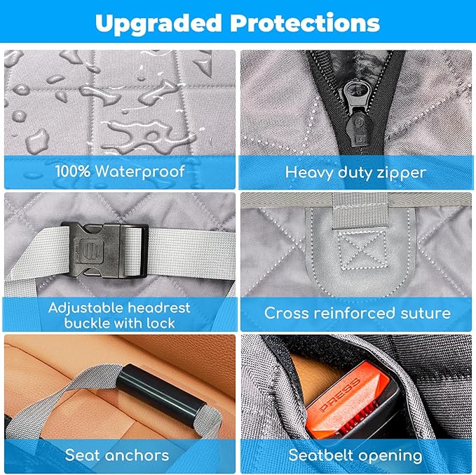 URPOWER Back Seat Extender for Dogs - Hard Bottom Dog Car Seat Cover Holds 550 lbs, Waterproof Dog Hammock Dogs Bed for Cars, SUVs, Pet Backseat Protector with Mesh Window & Large Space