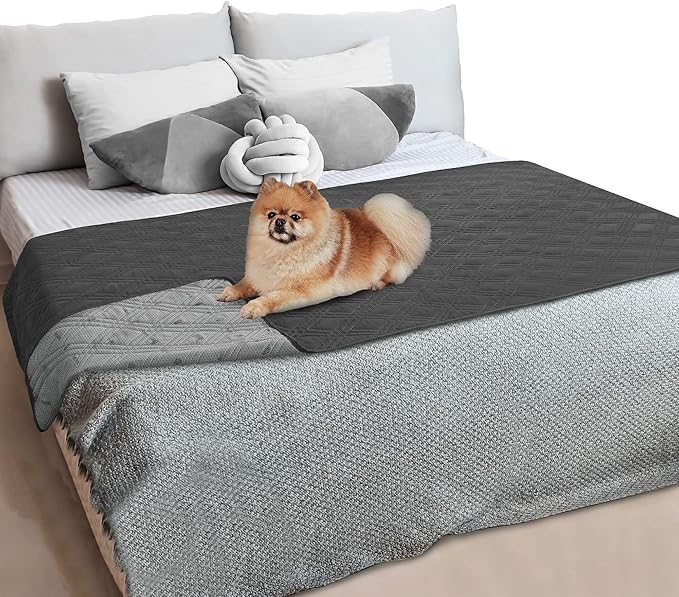 PetAmi Waterproof Couch Cover for Dogs, Reversible Furniture Cover Sofa Protector for Pet Cat Bed, Washable Blanket Dog Cover for Couch Seat, 52x82 Gray