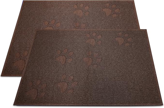 Andalus Medium Cat Litter Mat, Pack of 2 - Waterproof, Non-Slip & Easy to Clean Cat Litter Box Mat for Extra Efficient Pet Litter-Trapping, Brown (23.5” X 15.75”)