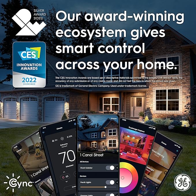 GE Cync Smart Indoor Plug, Smart Outlet Control, WiFi Outlet Plug, Matter Compatible, Works with Alexa and Google Home