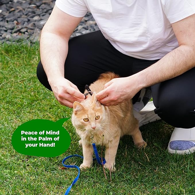 Tile Sticker Cat Collar Holder (2024): The Smallest, Lightest, and Most Comfortable Tracking Case for Cats - Track Your Pet with iPhone Samsung Android Device - Life360 for Boy Girl Kittens (Blue)