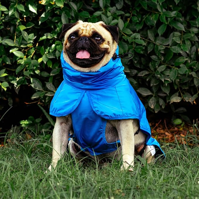 Tuff Pupper Waterproof Dog Raincoat | Full-Body Windproof Rain Jacket for Dogs | Reflective Strips | Breathable Mesh Lining | Adjustable Fit | Leash Port | Small Medium Large XL XXL Dogs (Blue, M)