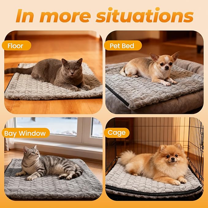 PatiencET Heated Cat Pad 18"x18" – Cat Heating Pad with 6-Temp & 5-Timer, Chew-Proof Steel Cord, Washable Warming Mat for Kittens, Small Dogs, Crate & Sofa