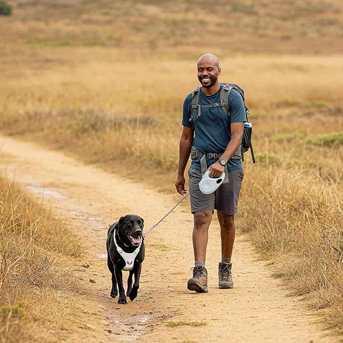TUG Dog Harness with 2 Leash Connection Points | Adjustable, Padded, Lightweight | Handle on Back | No-Pull Front Clip (XL, Cream)
