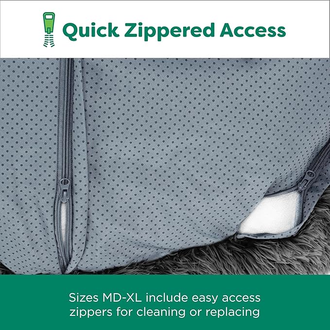 Furhaven 23" Round Calming Donut Dog Bed for Indoor Cats & Small Dogs, Washable, For Dogs Up to 20 lbs - Shaggy Plush Long Faux Fur Donut Bed - Gray, Small, 23.0"L x 23.0"W x 9.0"Th