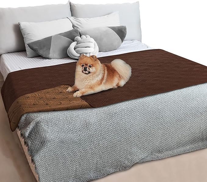 PetAmi Waterproof Couch Cover for Dogs, Reversible Furniture Protector for Pet Cat Bed, Washable Blanket Dog Cover for Sofa Seat, 52x82 Brown