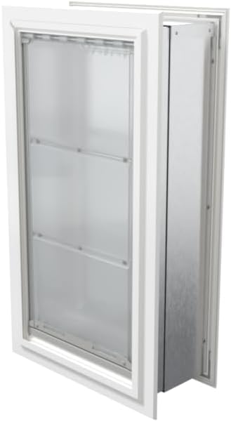 Endura Flap Double Flap Pet Door for Thick Walls | Deep Wall Design up to 13" Thick | Insulating Dual-Layer Flap & Durable Aluminum Frame | Includes Locking Cover | White, XXL, Double Flap