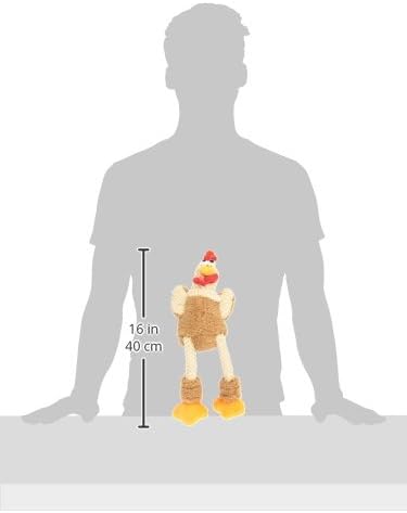 goDog Checkers Skinny Rooster Squeaky Plush Dog Toy, Chew Guard Technology - Brown, Small