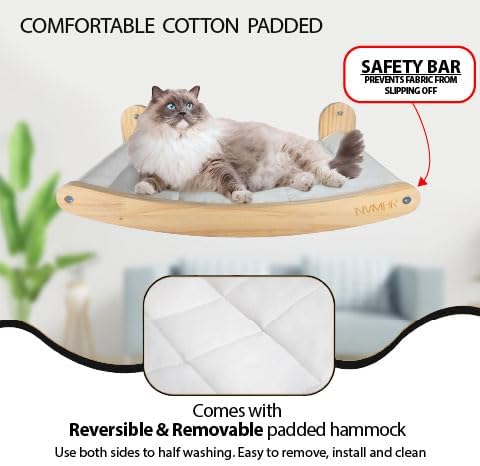 NVMBR Cat Wall Furniture Lounge with Sisal Stairs Set, 16 inch Stud Design, Easy Install Mounts, Holds up to 33 lbs Climber Indoor Perches for Walls, Shelf Hammock with Saftety Bar
