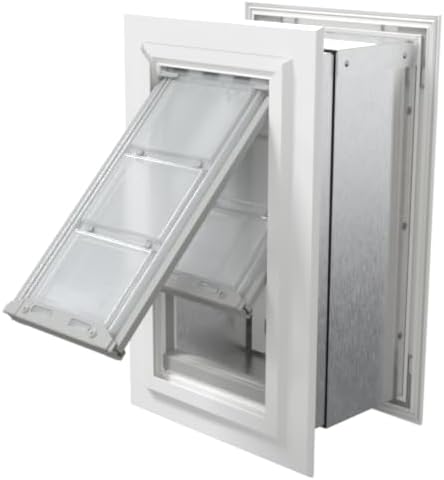 Endura Flap Double Flap Pet Door for Thick Walls | Deep Wall Design up to 13" Thick | Insulating Dual-Layer Flap & Durable Aluminum Frame | Includes Locking Cover | White, Small, Double Flap