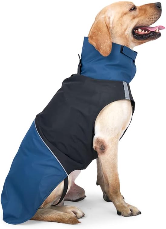 Windproof Dog Winter Jackets - Outdoor Coats with Waterproof Protection, Cold Weather Coats for Dogs, Blue Black XXXL