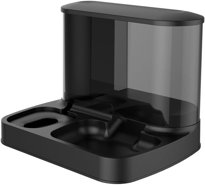 Automatic Cat Food Water Dispenser Gravity Pet Self Feeder Dry Food Bowl and Watering Supplies Dispenser for Indoor Small Medium Dog Puppy Kitten 2 in 1 (Black)