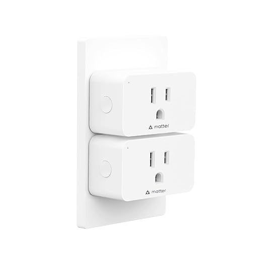 Minoston Matter Smart Plug, Compatible with Alexa, Google Home, Apple Home, SmartThings, Siri, Smart Outlet 15A Max, APP Remote Control, 2.4G Wi-Fi Only, Protect Privacy, 2 Pack