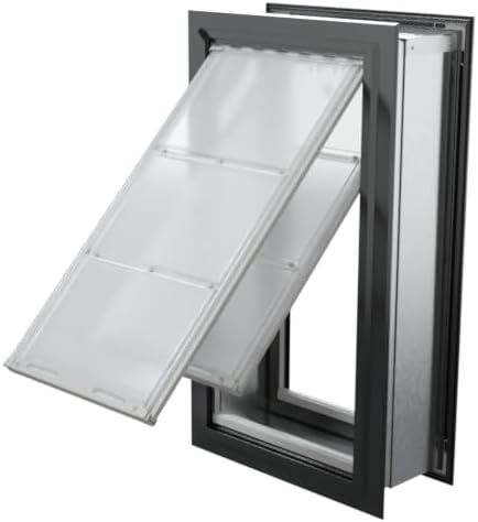 Endura Flap Double Flap Pet Door for Thick Walls | Deep Wall Design up to 13" Thick | Insulating Dual-Layer Flap & Durable Aluminum Frame | Includes Locking Cover | Black, XXL, Double Flap