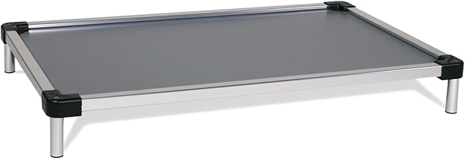 K9 Ballistics Chew Proof Elevated Outdoor Cooling Cot Bed for Large Dogs - Virtually Indestructible, Preassembled, Withstands Aggressive Chewers & Diggers - L, Gray Vinyl