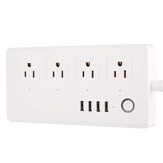 US 120V Smart Plug Compatible with Alexa and Home &IFTTT, Outlet Power Strip with 4 USB Support App Remote Control