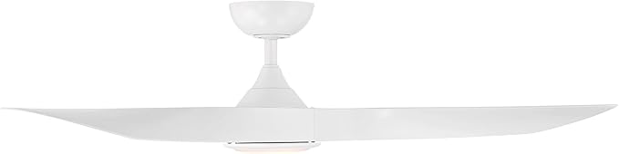 WAC Smart Fans Swirl Indoor and Outdoor 3-Blade Smart Home Ceiling Fan 54in Matte White Adjustable CCT 2700-3000-4000-5000K LED Light Kit and Remote Control works with Alexa and iOS or Android App