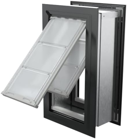 Endura Flap Double Flap Pet Door for Thick Walls | Deep Wall Design up to 13" Thick | Insulating Dual-Layer Flap & Durable Aluminum Frame | Includes Locking Cover | Black, Medium, Double Flap