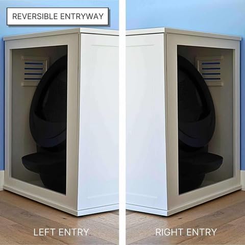 THE REFINED FELINE Refined Self-Cleaning Litter Box Cabinet, Wooden Cat Litter Box Enclosure for Automatic Litter Boxes, Dark Espresso, Cane Weave.