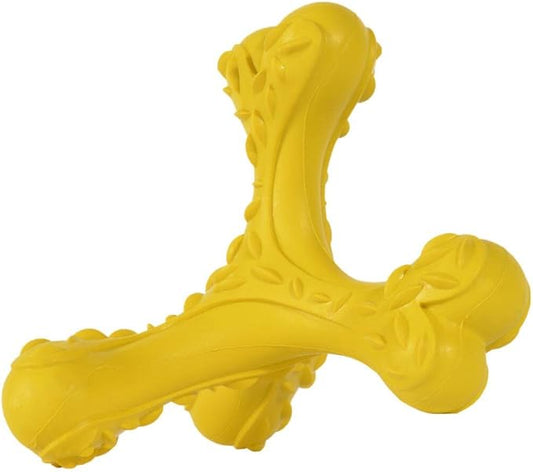 Dog Chew Toys for Aggressive Chewers Large Breed,Indestructible Bones Toy，Durable Cleaning Toothbrush Natural Rubber Dog Toys… (Yellow)