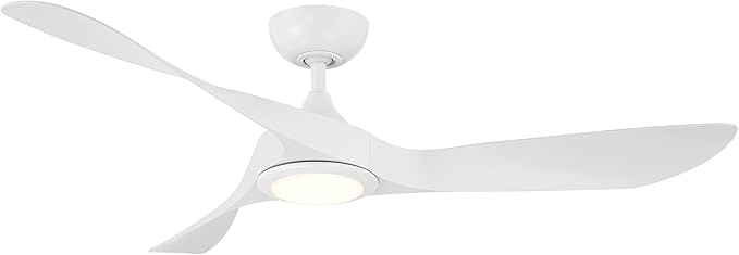 WAC Smart Fans Swirl Indoor and Outdoor 3-Blade Smart Home Ceiling Fan 54in Matte White Adjustable CCT 2700-3000-4000-5000K LED Light Kit and Remote Control works with Alexa and iOS or Android App
