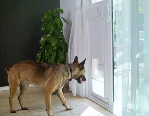 Power Pet Electronic Dog Door - High Tech Pet Electronic Pet Doors - Fully Automatic Sliding e-Glass Electronic Dog Doors - Pets up to 30 lbs - Medium - Tall 93.125" - 96" Patio Doors - PX-1-STE