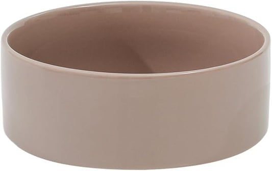 Ceramic 7.3inch Dog Bowl, Food and Water Bowl for Medium Breed Dog, Pet Feeder for Replacement (Single Bowl, Brown Coffee)