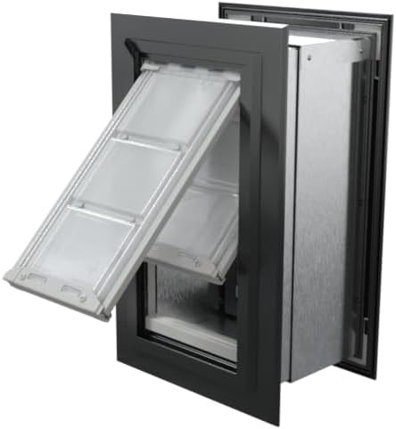 Endura Flap Double Flap Pet Door for Thick Walls | Deep Wall Design up to 13" Thick | Insulating Dual-Layer Flap & Durable Aluminum Frame | Includes Locking Cover | Black, Small, Double Flap