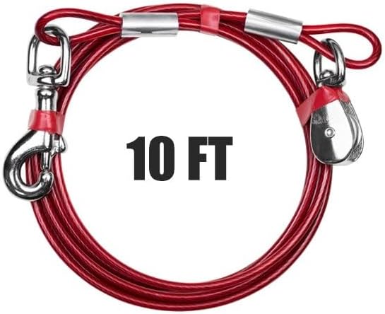 BV Dog Aerial Trolley System Tie Out for Yard - 60ft Dog Run Cable with 10ft Pulley Runner Lead - Heavy Duty Reflective Cable for Dogs up to 125 lbs, Rust-Resistant & Tangle-Free Outdoor Runner