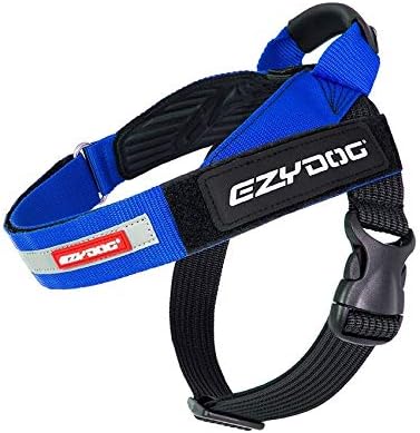 EzyDog Express Dog Harness - Adjustable Dog Harness for Large, Medium, and Small Dogs with Padded Ergonomic Anti-Chafing Design, Grip Handle, & Easy Side Buckle (XL, Blue)