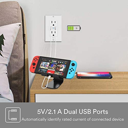 Smart in Wall Outlet, Standard Electrical Outlets with 2 USB Ports & 2 Plugs, Work with Alexa Google Home 15 Amp Outlet ETL FCC for Home Office