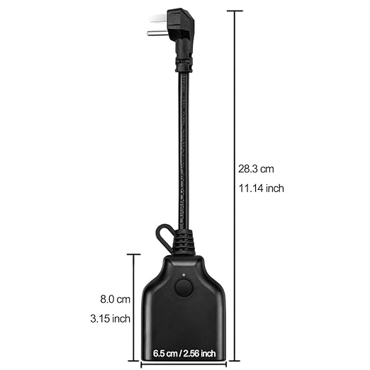 Smart Outdoor Plug, 15A 1800W Smart WiFi Heavy Duty Outdoor Outlet, No Hub Required for Outdoor Lights, Compatible with Alexa and Google Assistant, 1 Pack, Black