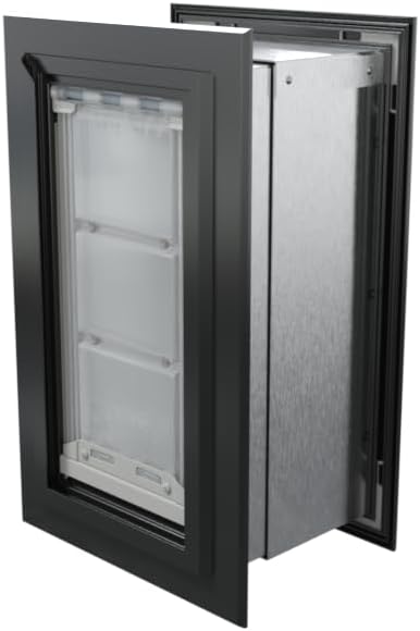 Endura Flap Double Flap Pet Door for Thick Walls | Deep Wall Design up to 13" Thick | Insulating Dual-Layer Flap & Durable Aluminum Frame | Includes Locking Cover | Black, Small, Double Flap