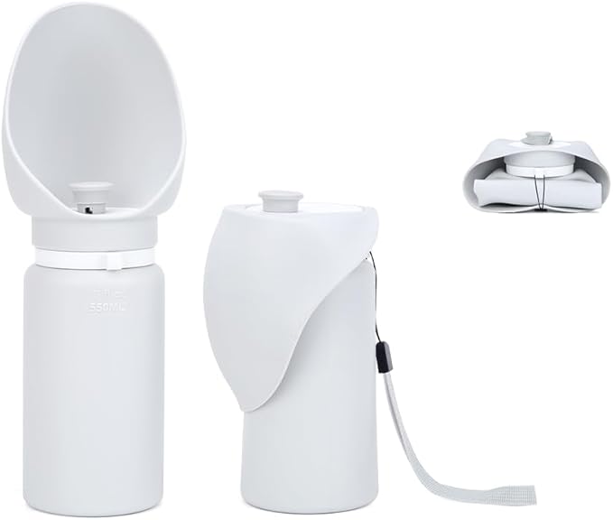 Large Dog Water Bottle,Travel Size Leak Proof Portable Soft Silicone Foldable Storage Puppy Water Dispenser for Pets Outdoor Walking, Hiking, Travel(19 oz Grey)