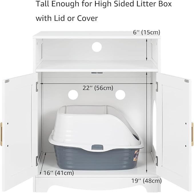 beeNbkks Cat Litter Box Furniture, Cat Washroom House Hidden Litter Box Enclosure, Wooden Nightstand End Table, Indoor Pet Furniture Cabinet Pet Crate