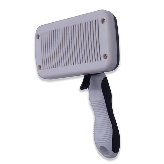 Dog brush Dog Grooming Kit 3PS： self-cleaning slicker brush dog Deshedding Tool&TPR Dog Bath Brush for dogs cats horse Home Travel (white)