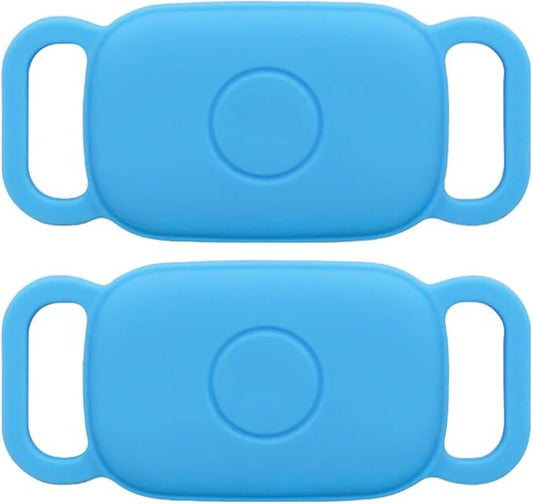 Dog Collar Holder for Tile Pro 2024 Bluetooth Tracker, Anti Lost Waterproof Silicone Soft Case Secure Protective Cover Finder for Keys, Bags, Cat Dog Collar Tag, 2 Pack (Blue)