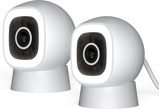 Luna 2K AI Wired Cameras for Home Security, Outdoor/Indoor, Wi-Fi 6, Smart Alerts, Color Night Vision, Spotlight/Siren, Magnetic Mount, Cloud & CVR Storage, 2-Way Audio (2-Pack, White)