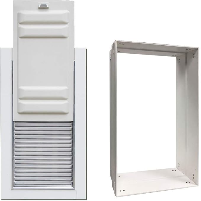 Armor Flex Air Tight Aluminum Frame Pet Doors by High Tech Pet - Dog Door or Cat Door for Wall Installation - Magnetic Latching Closure - Large Dog Doors - Includes Wall Tunnel - AF2-LW