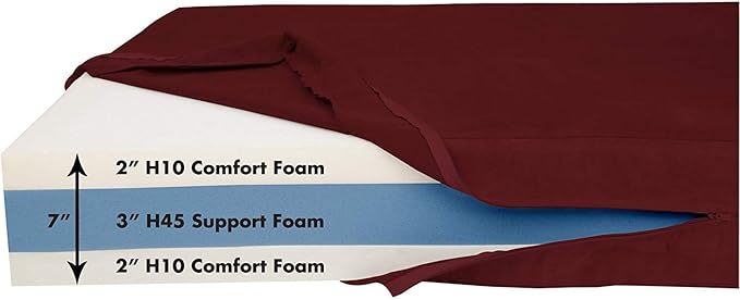 Barker Beds XL Orthopedic Dog Bed - 7" Memory Foam Mattress - 75-120 lbs - Joint Pain & Arthritis Support - Vet Recommended, Washable Cover - Made in USA - 52"x36"x7" - Burgundy