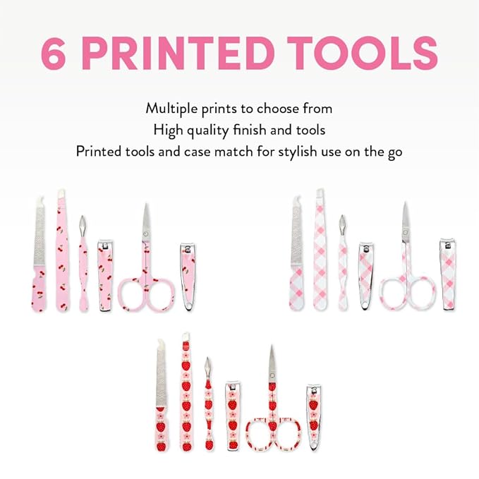 Éclat Manicure Pedicure Kit for Men & Women, 6Pcs Finger & Toe Nail Care Tools Includes Nail Clipper Cutter, Tweezer, File, Cuticle Pusher, Personal Care Professional Grooming Set With Travel Case